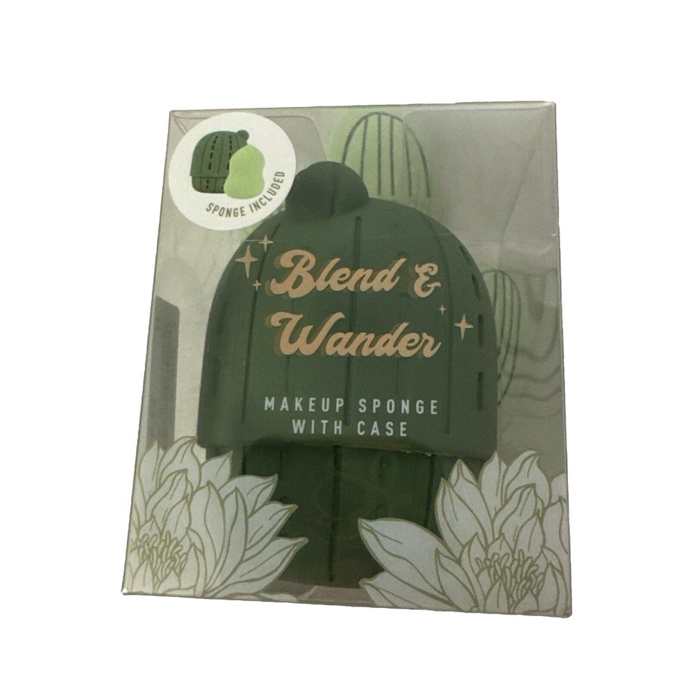 Desert Sage Blend & Wander Makeup Sponge with Cactus Case- cruelty free NIB